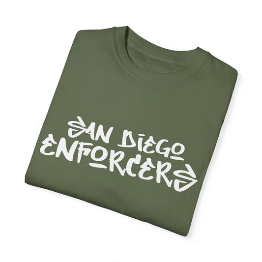 San Diego Enforcers Spray Paint Style Comfort Colors Oversized Soft Touch Comfy Tee Shirt